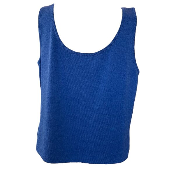 St. John Blue Sleeveless Knit Sweater Shell Top - Picture 3 of 3